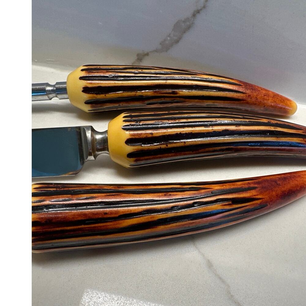 Sheffield Crown Crest Stainless Steel 3 Piece Carving Set Vintage